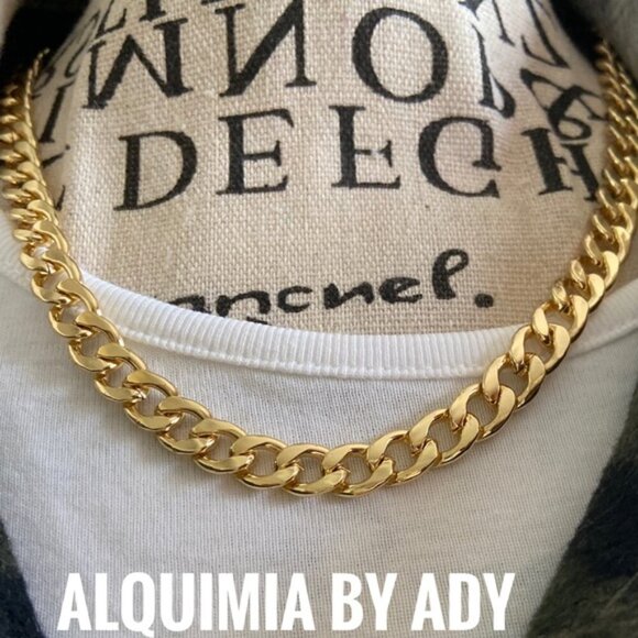 Gold Cuban Gold Chain Necklace - Picture 1 of 3